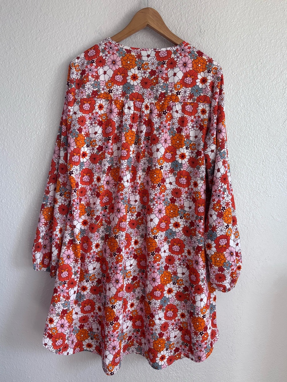 Boho Floral V-Neck Prairie Mini Dress Indie Cottagecore XL - Picture 8 of 13